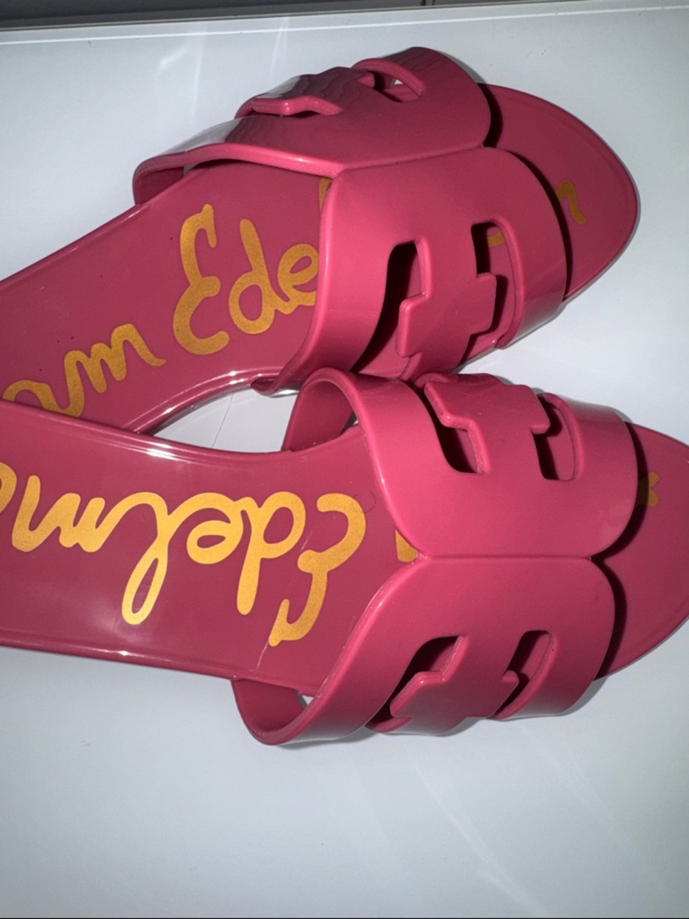 Sam Edelman Hot Pink Logo Slide Sandals
